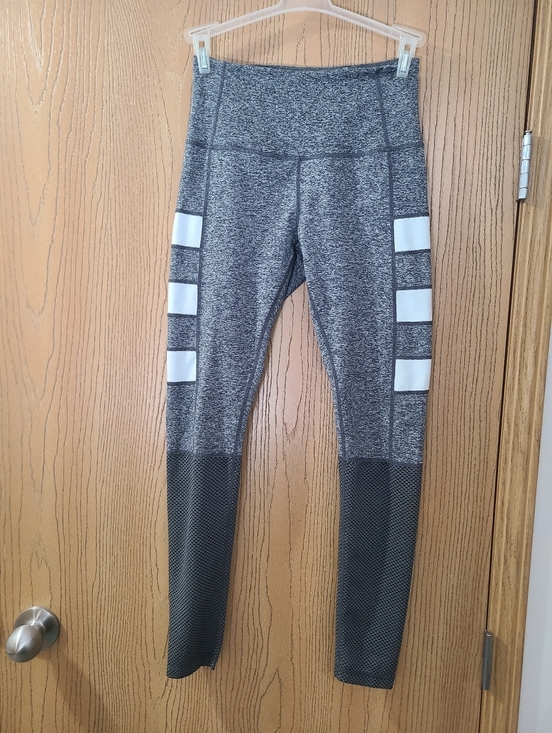 Zella Pants - Zella Gray Stripe Mesh Full Length Athletic Yoga Leggings
